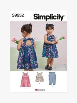 Simplicity Toddlers' Dress, Top and Pants Sewing Pattern, S9932, Multi