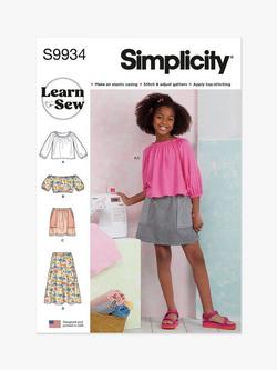 Simplicity Girls' Tops and Skirts Sewing Pattern, S9934, Multi