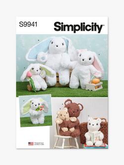 Simplicity Plush Bears and Bunnies Sewing Pattern, S9941, Multi
