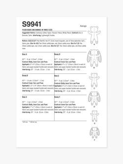 Simplicity Plush Bears and Bunnies Sewing Pattern, S9941 - view 2, Multi