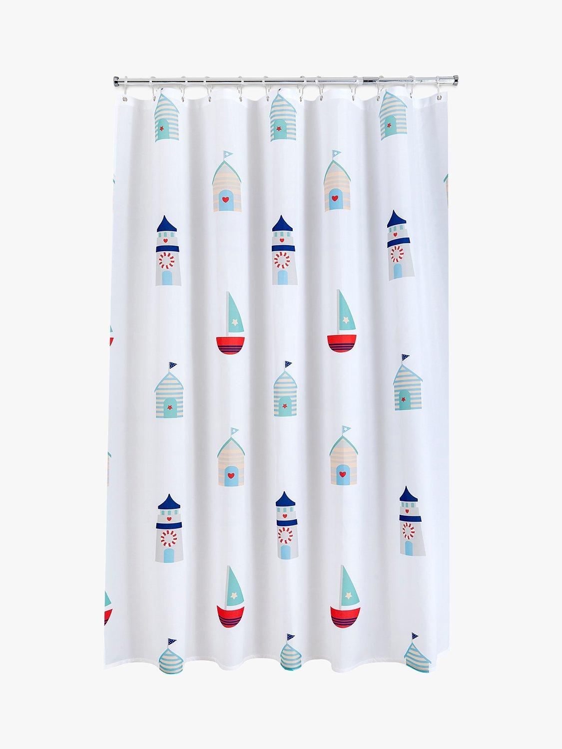 Aqualona Beach Huts Recycled Polyester Shower Curtain, Multi