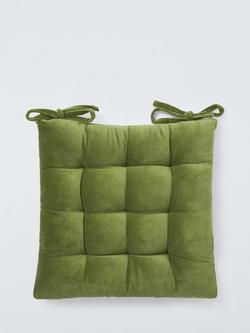 John Lewis Velvet Seat Pad, Green