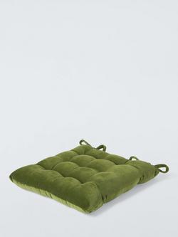 John Lewis Velvet Seat Pad - view 2, Green
