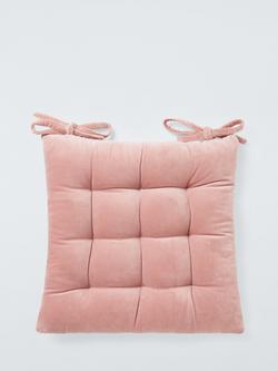 John Lewis Velvet Seat Pad, Pink
