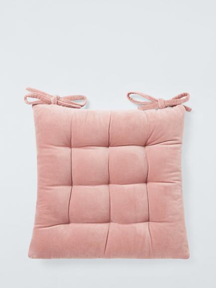 John Lewis Velvet Seat Pad, Pink
