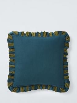 John Lewis Chenille Stripe Cushion - view 2, Olive