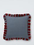 John Lewis Chenille Stripe Cushion, Deep Red