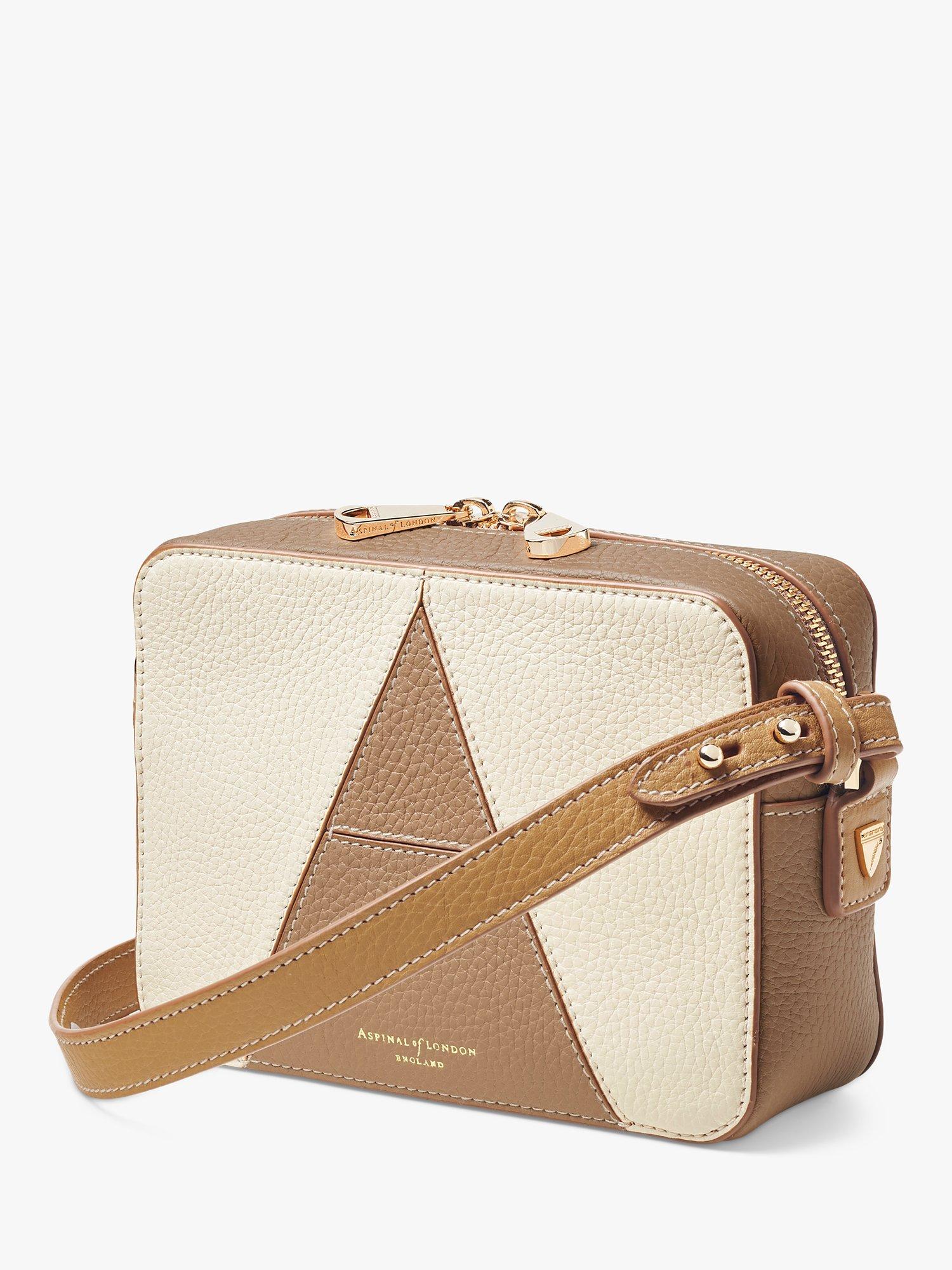 Product image 2 of 6, which shows Aspinal of London Pebble Leather Camera A Bag, Cream/Taupe