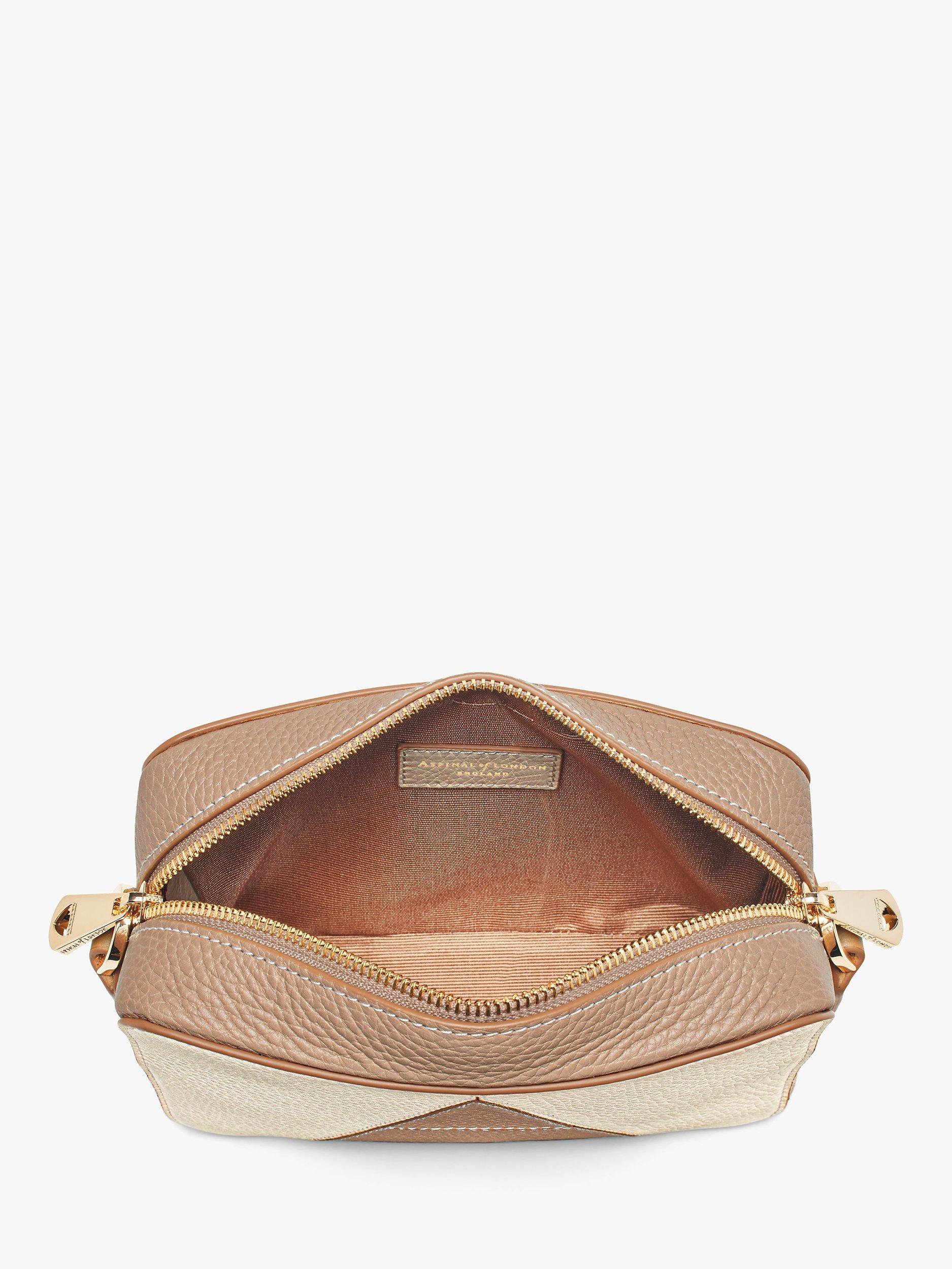 Product image 4 of 6, which shows Aspinal of London Pebble Leather Camera A Bag, Cream/Taupe