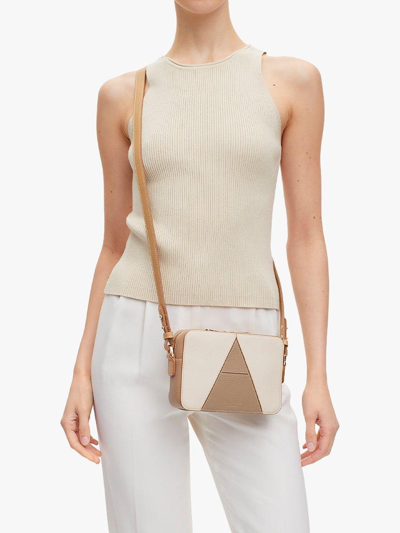 Product image 5 of 6, which shows Aspinal of London Pebble Leather Camera A Bag, Cream/Taupe