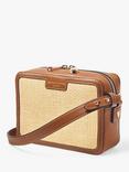 Aspinal of London Leather Trim Raffia Camera Bag, Natural/Tan