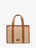 Aspinal of London Henley Basket Weave Raffia Tote Bag, Tan/White