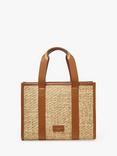 Aspinal of London Henley Step Weave Raffia Tote Bag, Natural/Tan