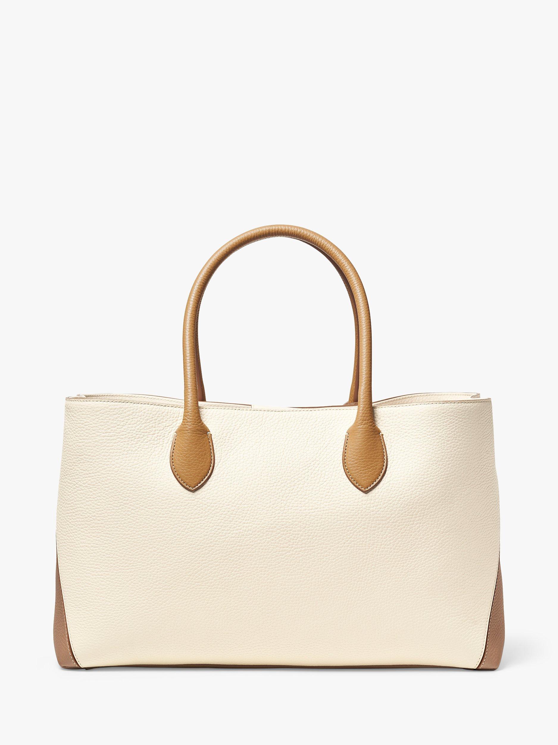 Product image 2 of 6, which shows Aspinal of London Pebble Leather London Tote Bag, Cream/Taupe