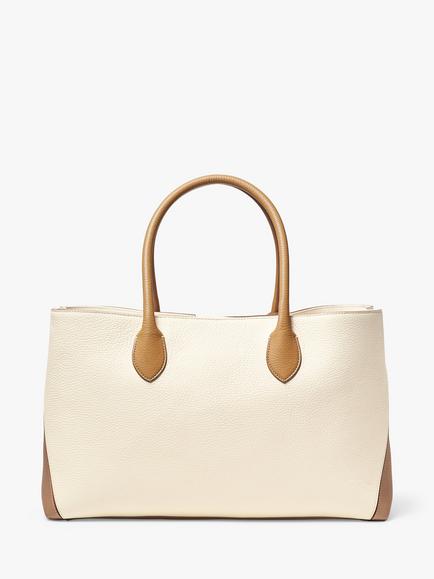 Aspinal of London Pebble Leather London Tote Bag - view 2, Cream/Taupe