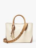 Aspinal of London Pebble Leather Midi London Tote Bag, Cream/Taupe