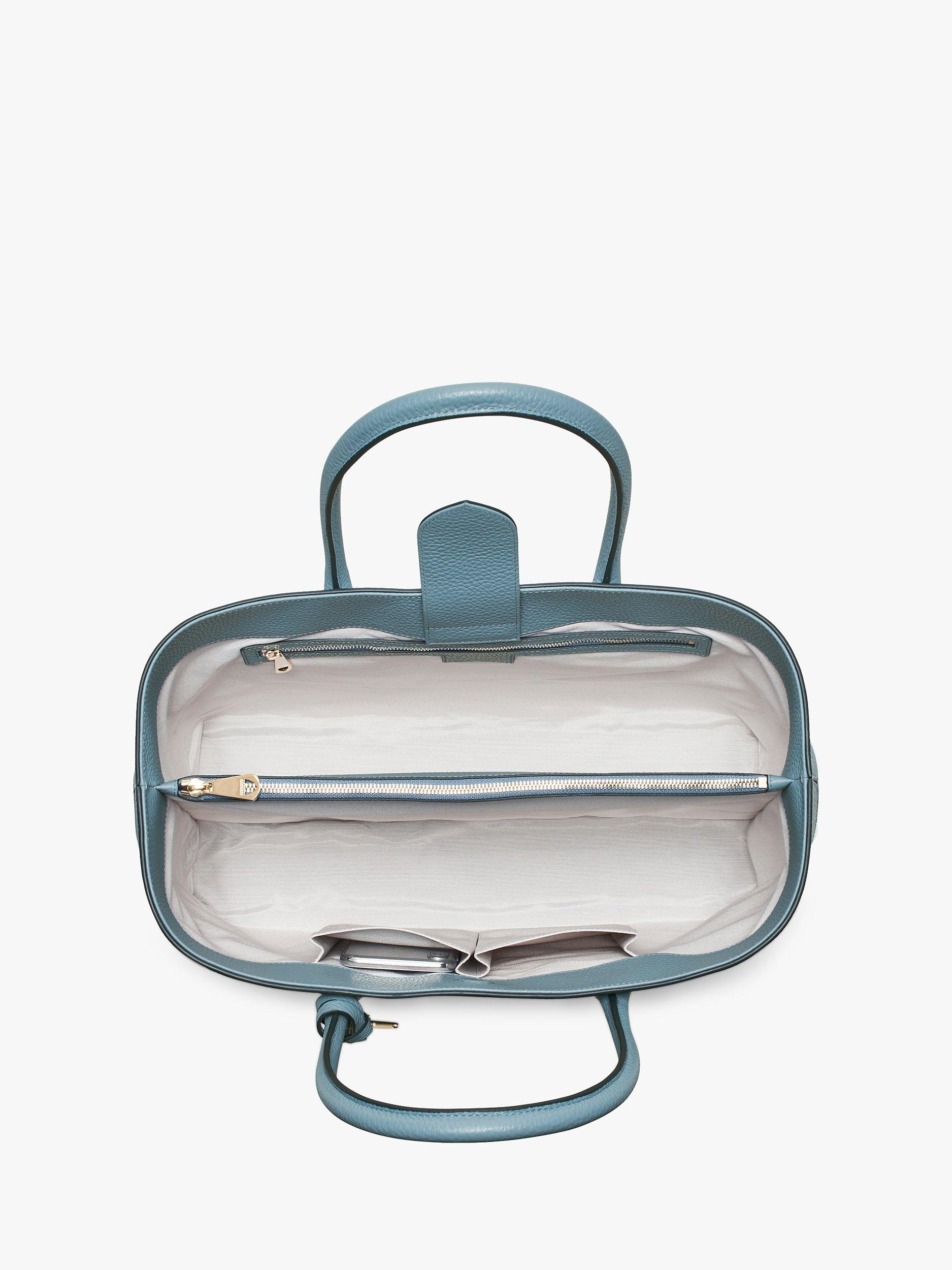 Product image 3 of 7, which shows Aspinal of London Pebble Leather London Tote Bag, Cornflower