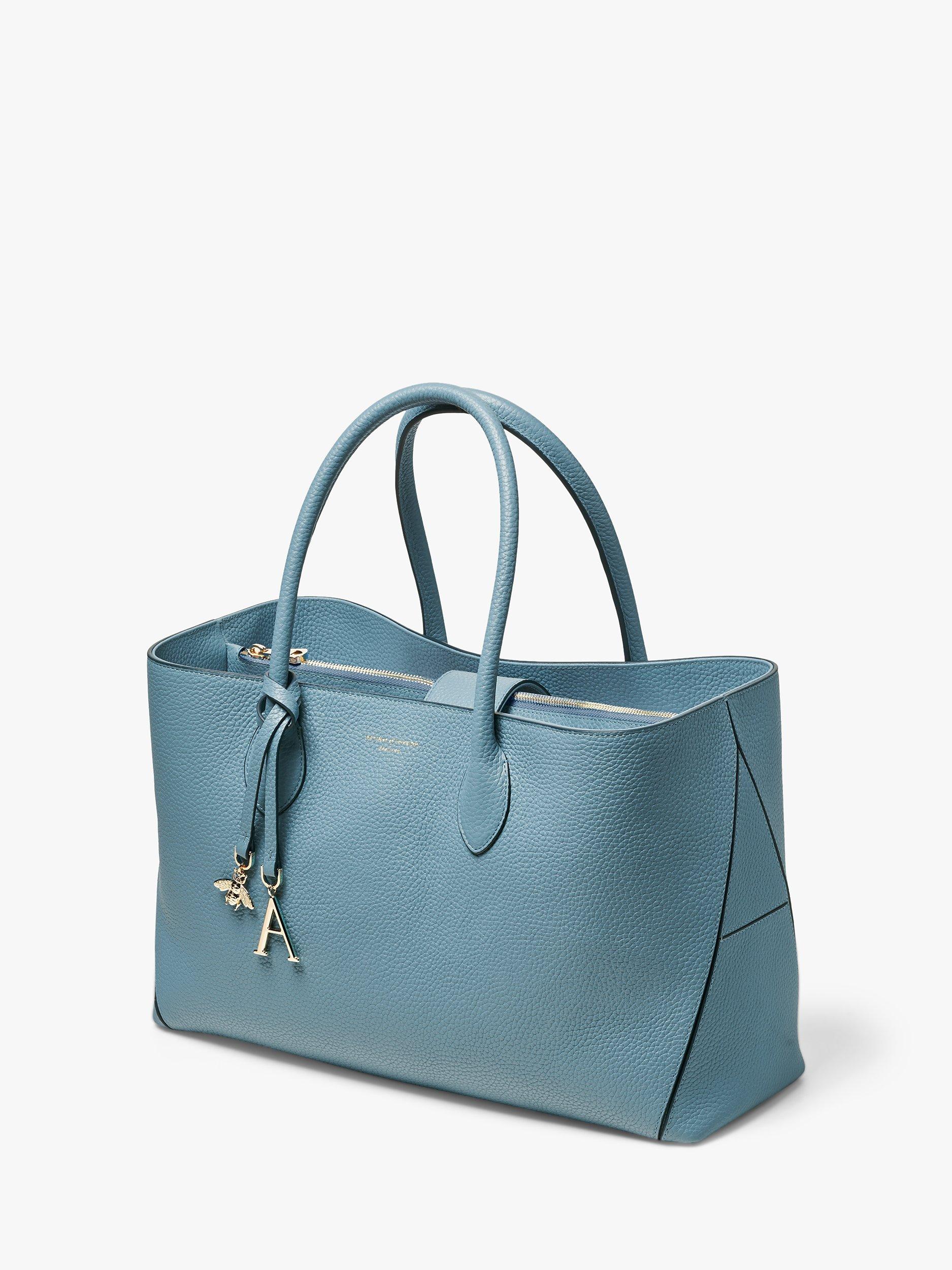 Product image 4 of 7, which shows Aspinal of London Pebble Leather London Tote Bag, Cornflower