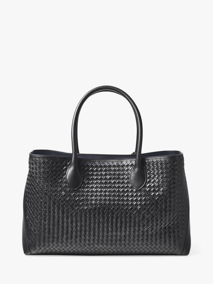 Aspinal of London Slot Weave Leather London Tote Bag - view 2, Black