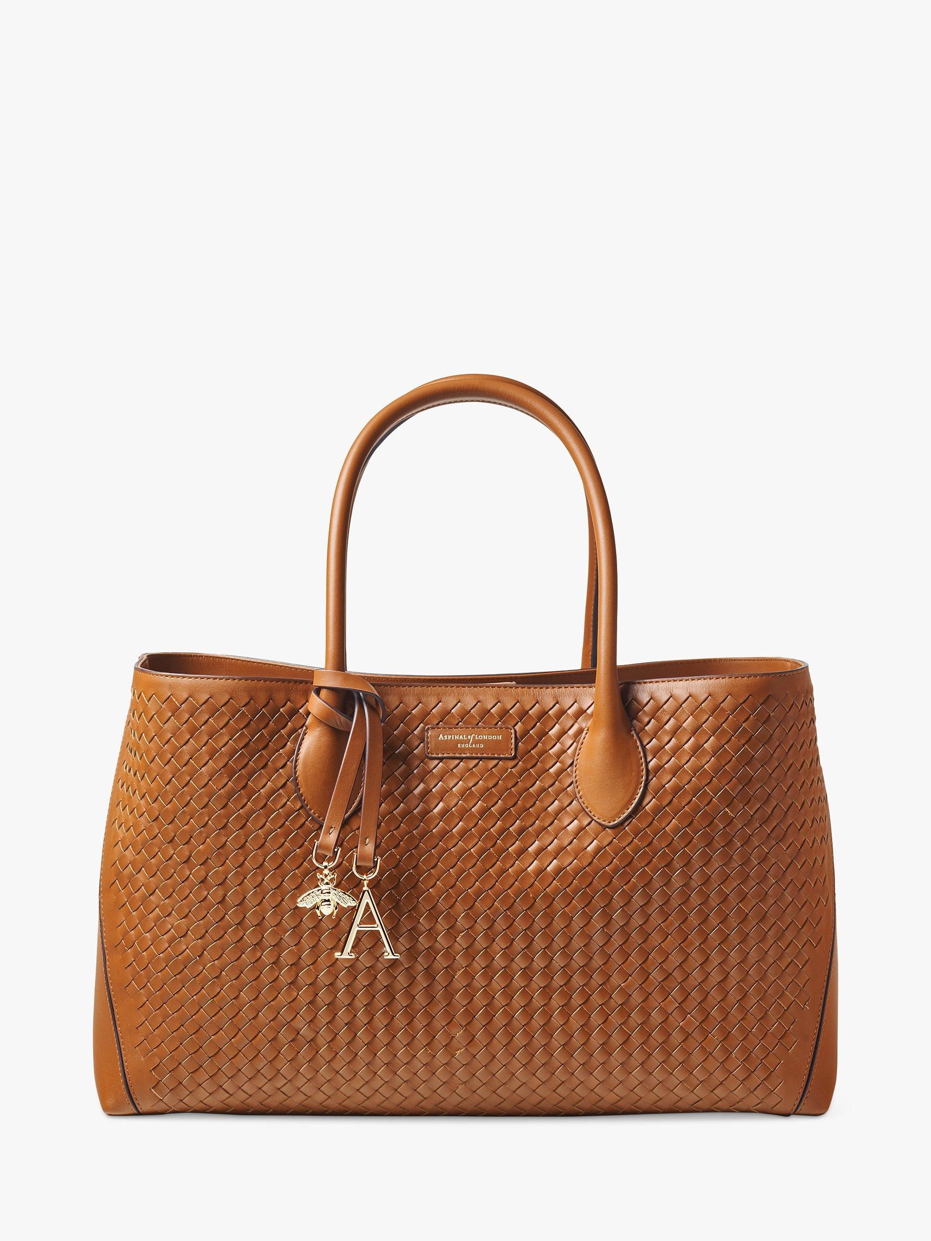 Aspinal of London Slot Weave Leather London Tote Bag Tan