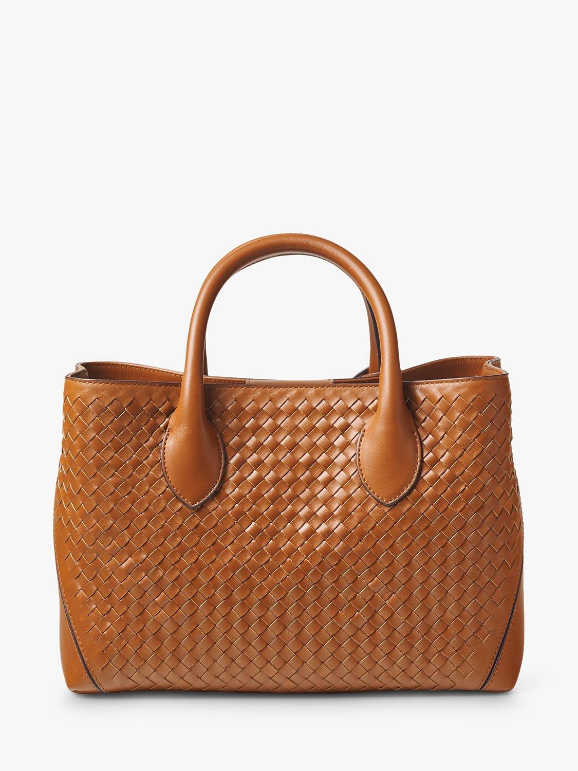 Product image 4 of 8, which shows Aspinal of London Slot Weave Leather London Midi Tote Bag, Tan