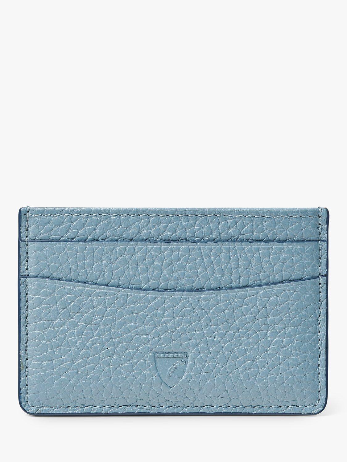 Product image 1 of 3, which shows Aspinal of London Pebble Leather Slim Credit Card Case, Cornflower