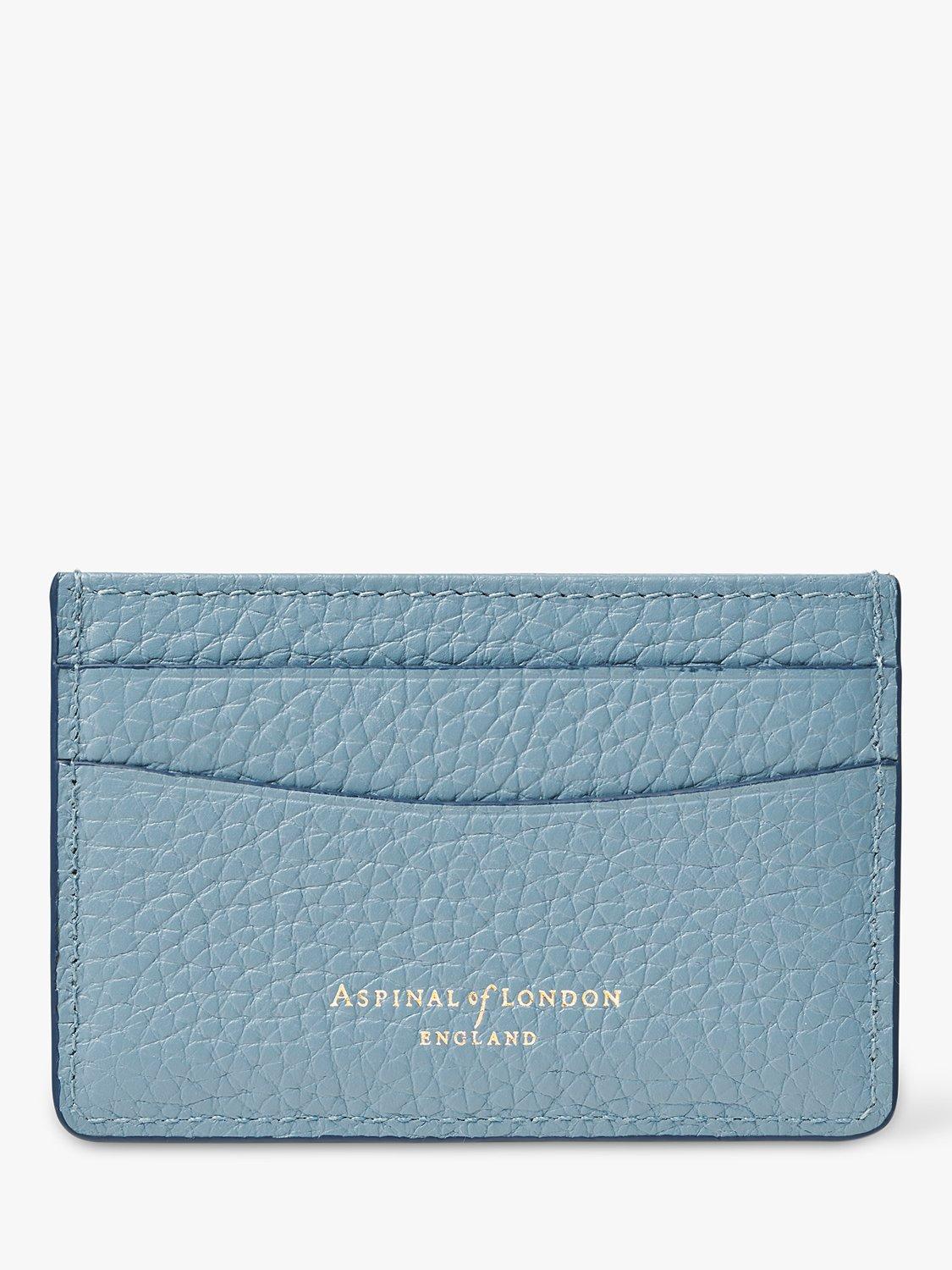 Product image 2 of 3, which shows Aspinal of London Pebble Leather Slim Credit Card Case, Cornflower