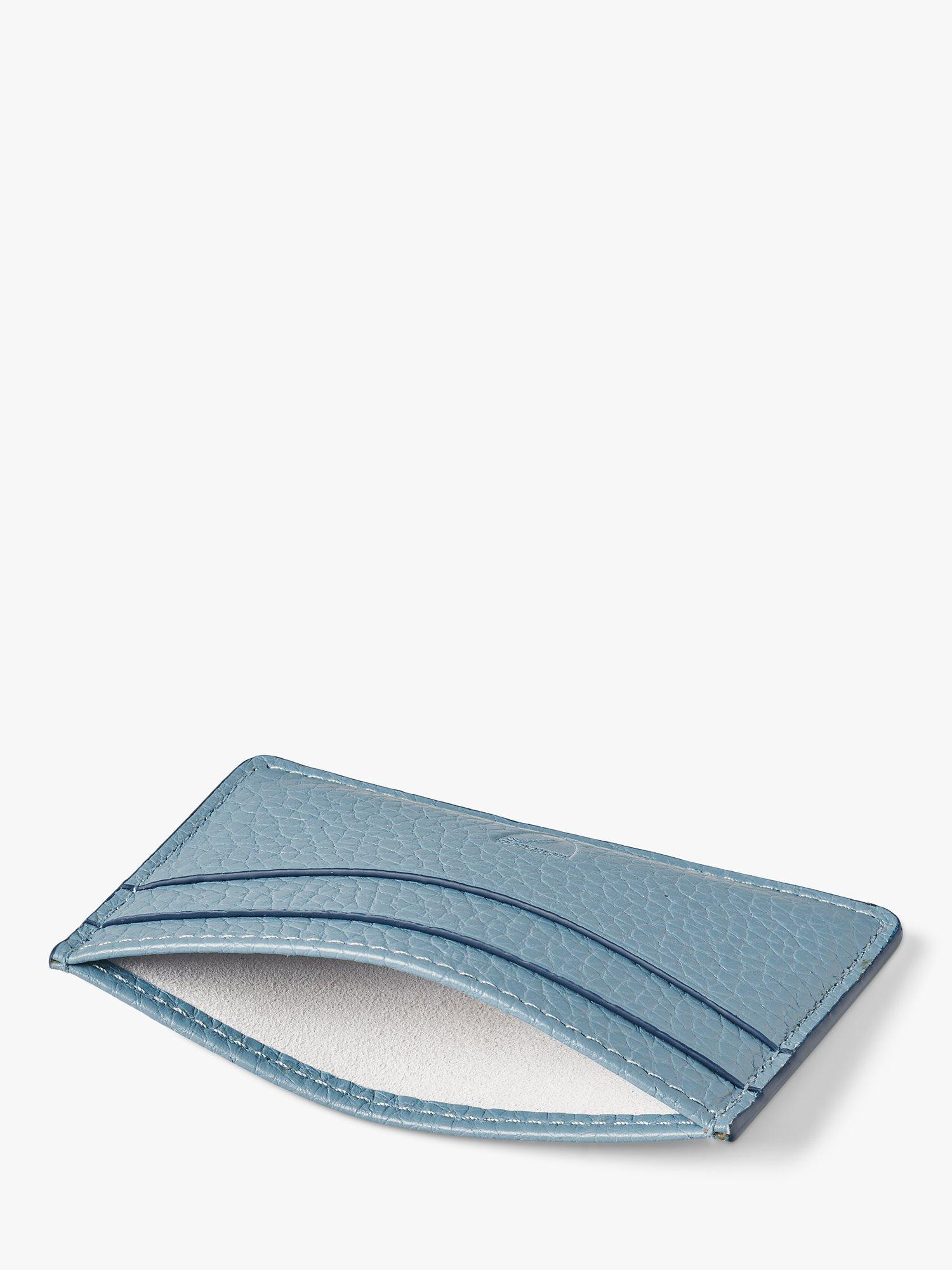 Product image 3 of 3, which shows Aspinal of London Pebble Leather Slim Credit Card Case, Cornflower