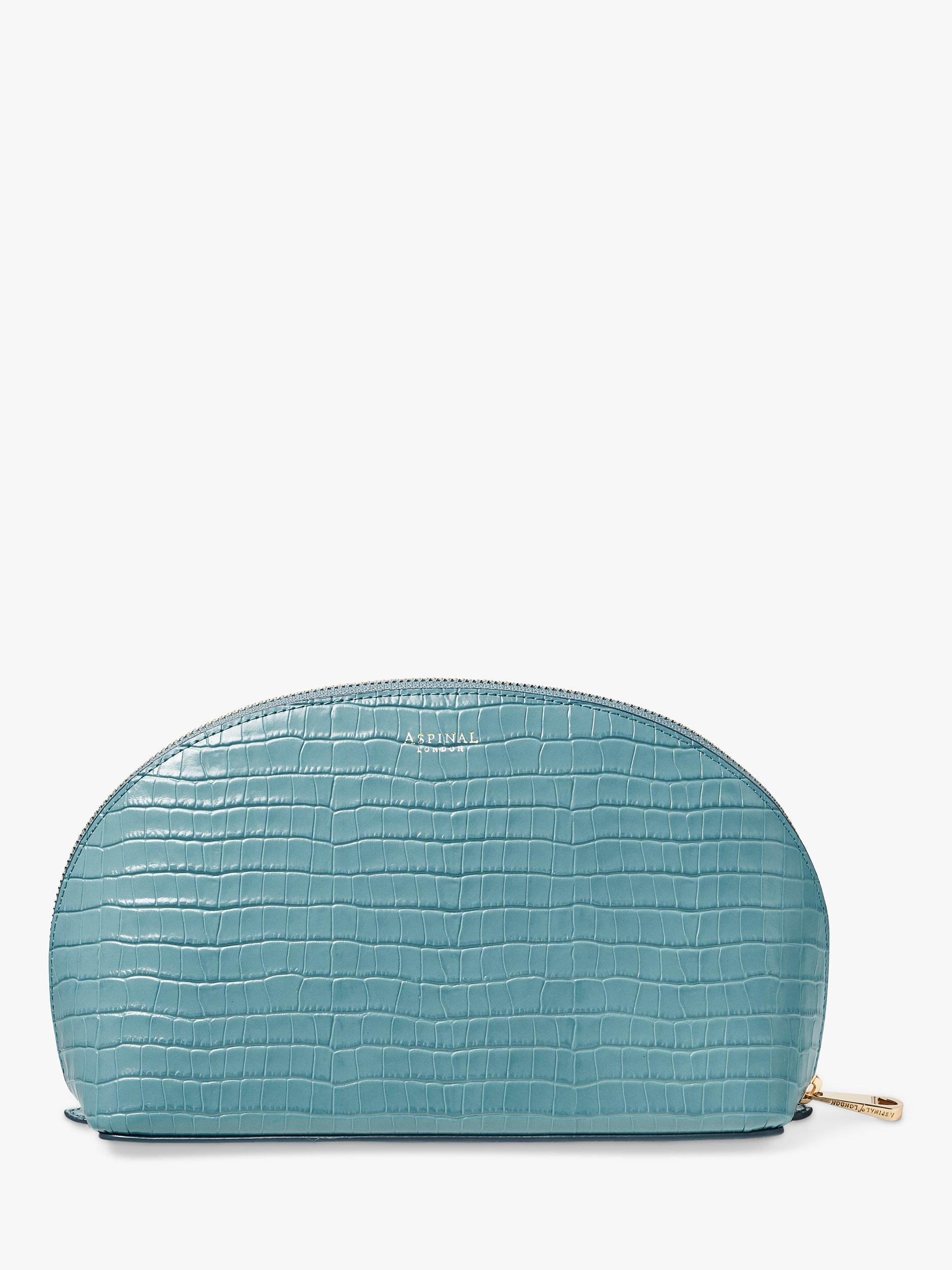 Product image 2 of 4, which shows Aspinal of London Large Croc Effect Leather Cosmetic Case