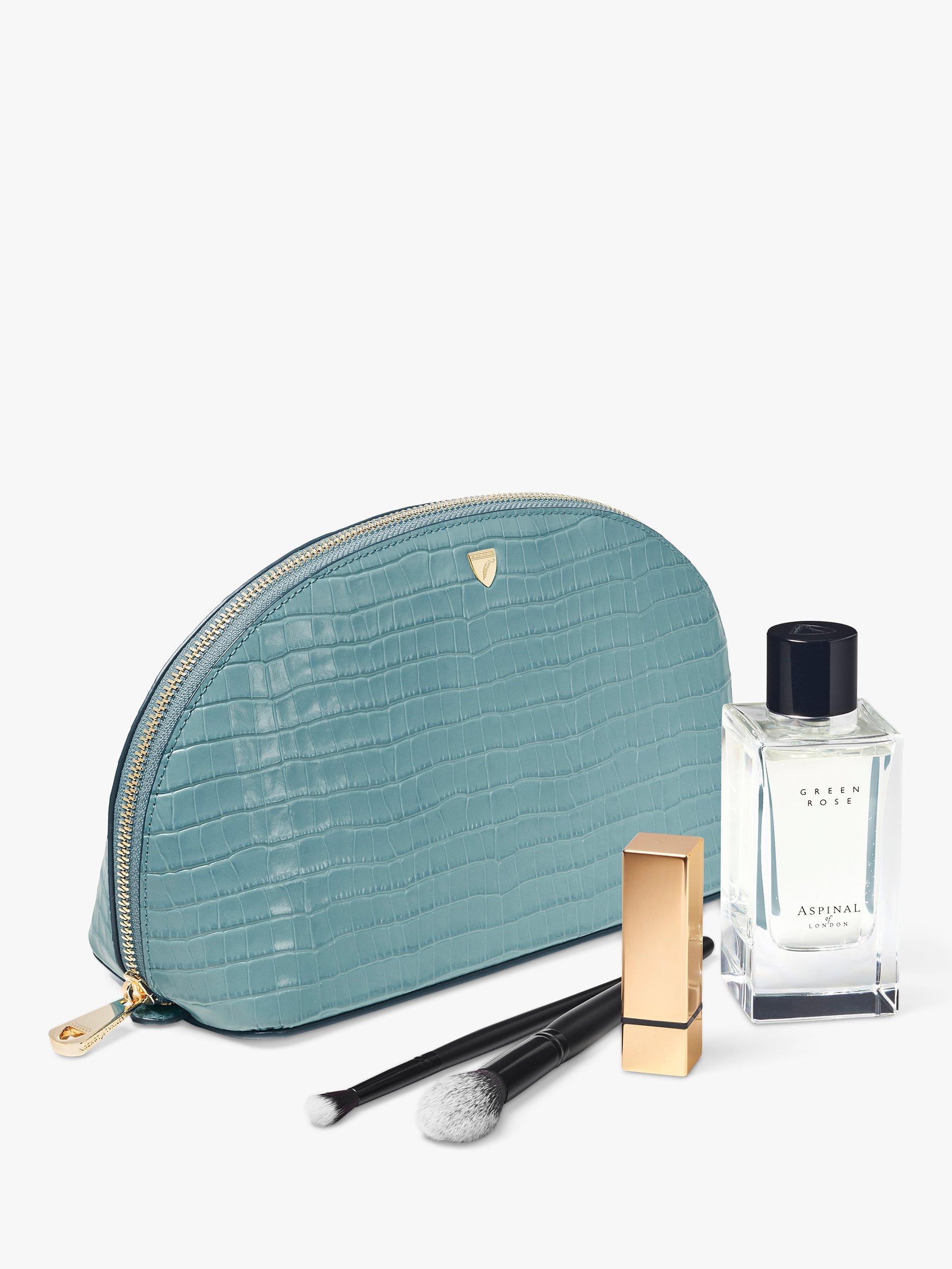 Product image 3 of 4, which shows Aspinal of London Large Croc Effect Leather Cosmetic Case