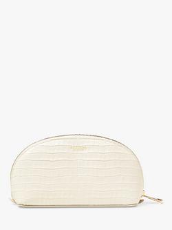Aspinal of London Small Croc Effect Leather Makeup Bag - view 2, Ivory