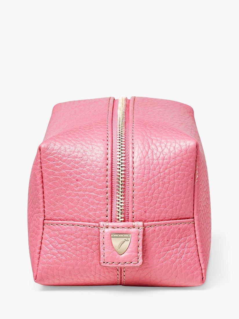 Product image 3 of 4, which shows Aspinal of London Medium Pebble Leather Makeup Bag, Candy Pink