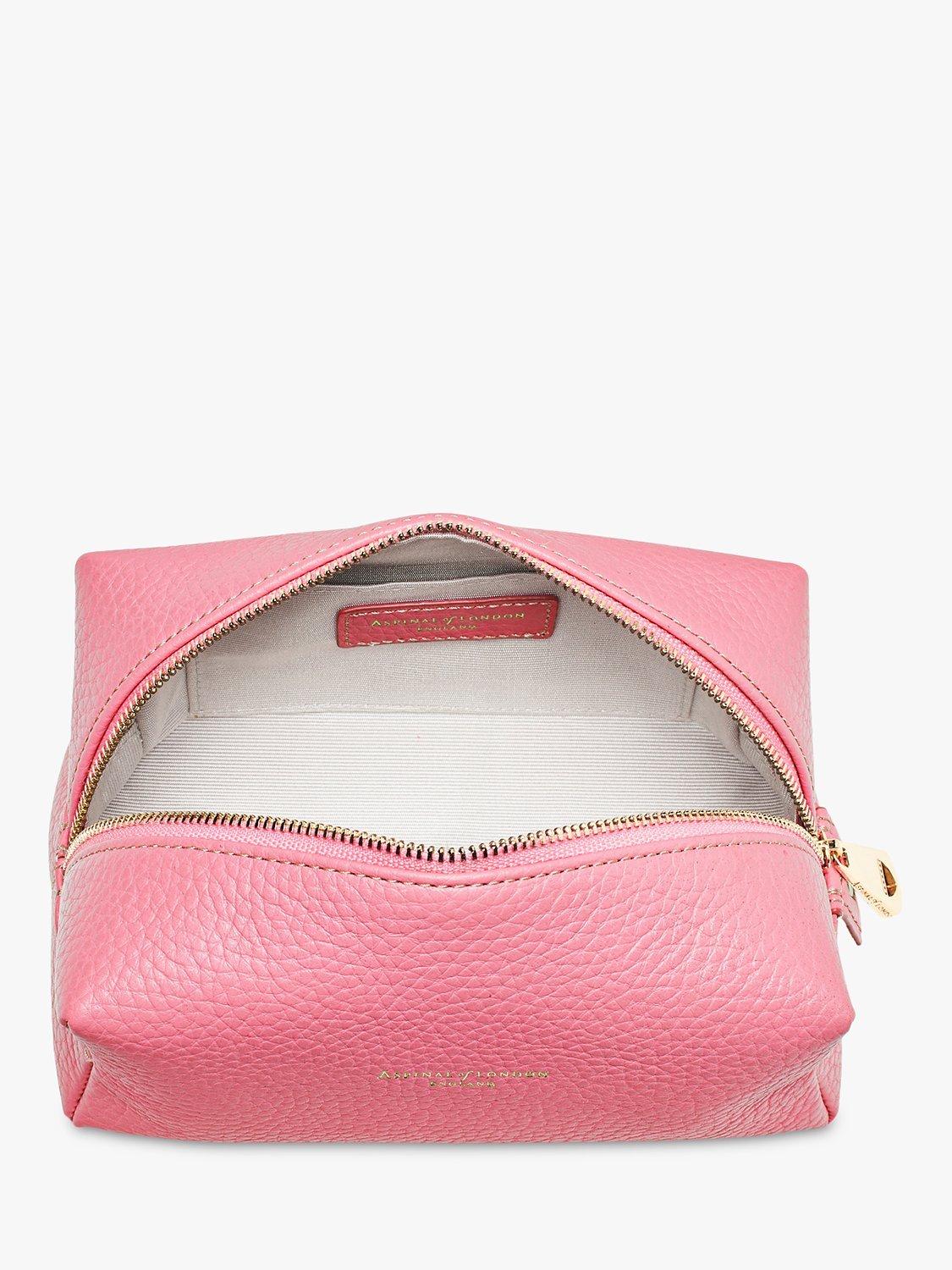 Product image 4 of 4, which shows Aspinal of London Medium Pebble Leather Makeup Bag, Candy Pink