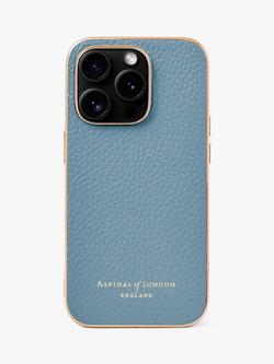 Aspinal of London iPhone 15 Pro Pebble Leather Case, Cornflower