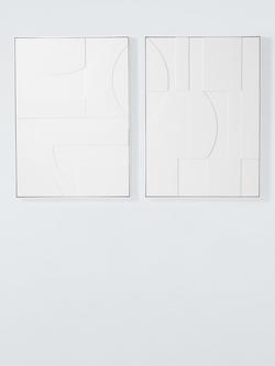 John Lewis 'Modernist' Large Framed Hand Painted 3D Canvas, Set of 2, 140 x 100cm, White, White