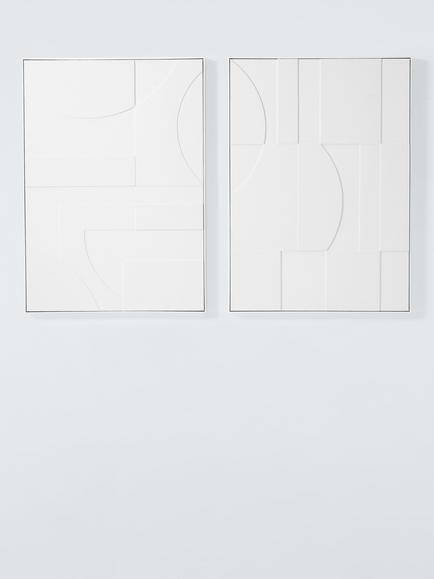 John Lewis 'Modernist' Large Framed Hand Painted 3D Canvas, Set of 2, 140 x 100cm, White, White