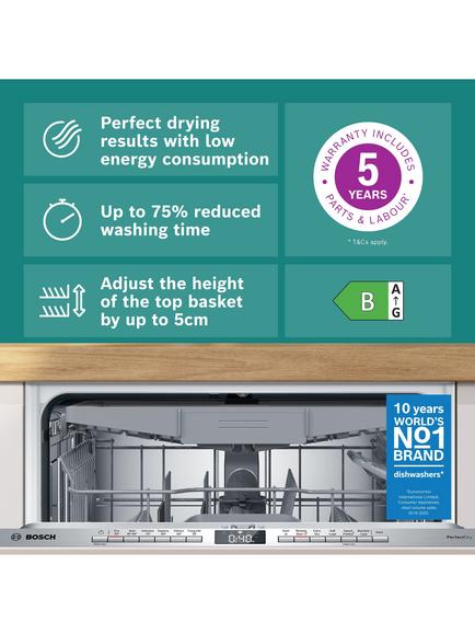 Bosch Series 6 SMV6ZCX10G Fully Integrated Dishwasher with PerfectDry, Stainless Steel - view 2, Stainless Steel