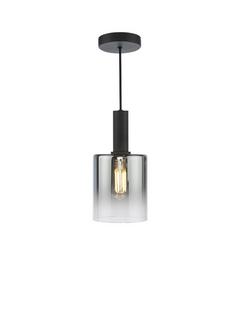 Där Savannah Pendant Ceiling Light, Black/Smoked