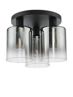 Där Savannah Flush 3 Arm Ceiling Light, Black/Smoked - view 2, Black/Smoked