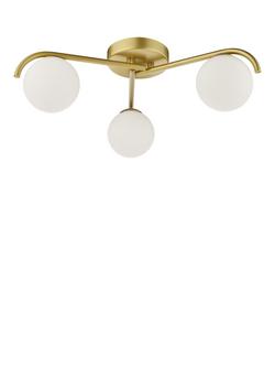 Där Orlena 3 Arm Opal Glass Semi Flush Ceiling Light - view 2, Gold