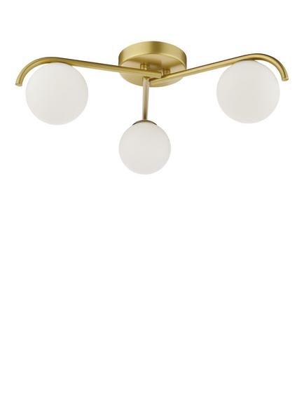Där Orlena 3 Arm Opal Glass Semi Flush Ceiling Light - view 2, Gold