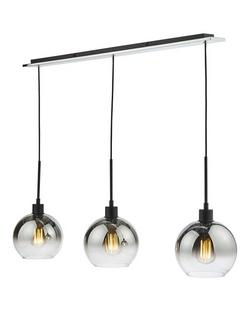 Där Lycia 3 Arm Mirror Bar Ceiling Light, Black/Ombre Glass