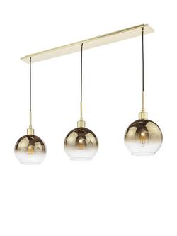 Där Lycia 3 Arm Mirror Bar Ceiling Light - view 2, Gold/Ombre Glass