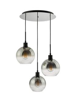 Där Lycia 3 Pendant Cluster Mirror Ceiling Light - view 2, Black Ombre
