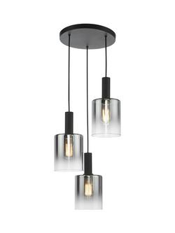 Där Savannah 3 Pendant Cluster Ceiling Light, Black/Smoked, Black/Smoked