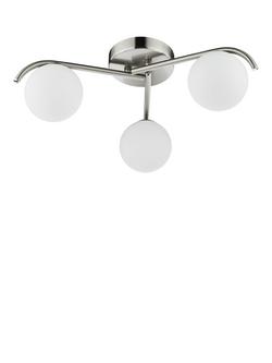 Där Orlena 3 Arm Opal Glass Semi Flush Ceiling Light - view 2, Satin Chrome