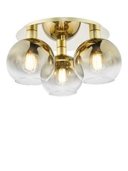 Där Lycia Flush 3 Arm Mirror Ceiling Light, Gold/Ombre, Gold/Ombre