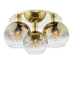 Där Lycia Flush 3 Arm Mirror Ceiling Light, Gold/Ombre - view 2, Gold/Ombre