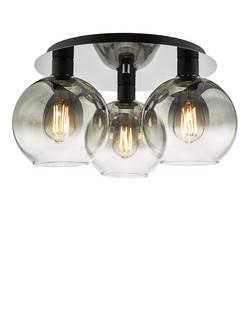 Där Lycia Flush 3 Arm Mirror Ceiling Light, Black Ombre, Black Ombre