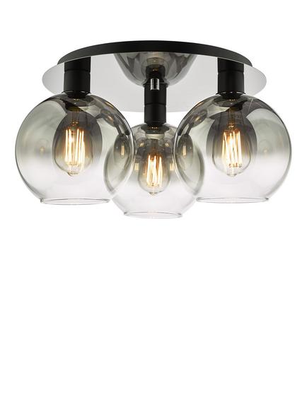 Där Lycia Flush 3 Arm Mirror Ceiling Light, Black Ombre, Black Ombre